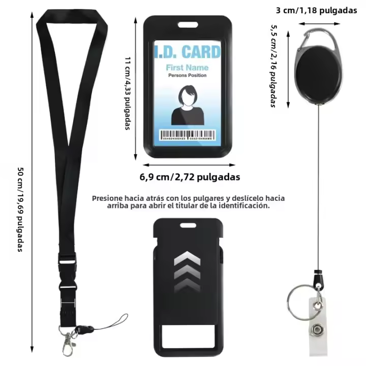 Porta Tarjetas De Identificación Con Ventana Clara Protector De Tarjeta De Plástico Negro Para Escuela Tarjetas De Crédito Y Claves - 1