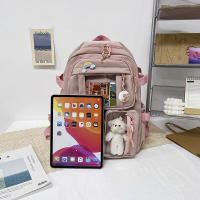 Mochila De Nylon Impermeable Para Mujer Con Múltiples Bolsillos Kawaii Para Estudiantes Con Capacidad Para Laptop Y Libros - details 24