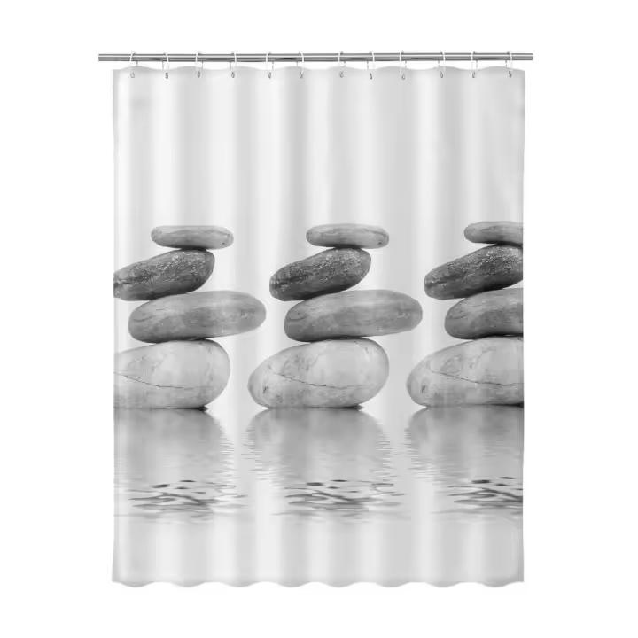 Cortina de Baño de Piedras de Tela Gris de 180x200 cm - 1