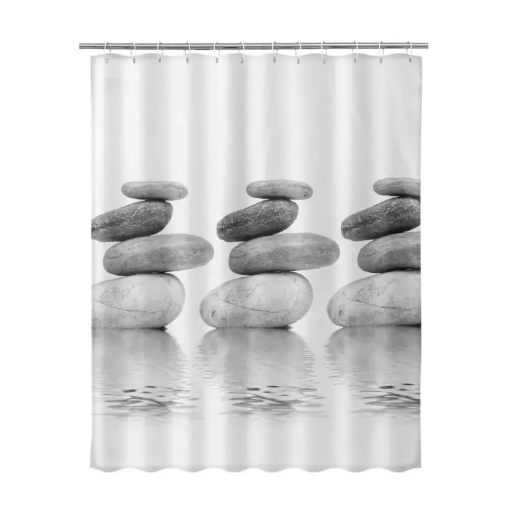 Cortina de Baño de Piedras de Tela Gris de 180x200 cm - 1