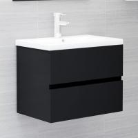 vidaXL Mueble de lavabo contrachapado 60x38,5x45 cm en color Roble ahumado/Blanco/Roble Sonoma y más | almacenamiento funcional diseño moderno para baño dormitorio sala - details 5