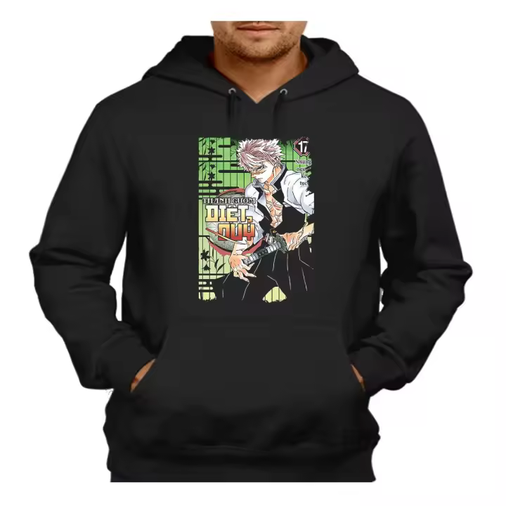 MERCHANDMANIA SUDADERA NEGRA CON CAPUCHA kimetsu no yaiba pilar viento Sanemi Shinazugawa temporada 4 adulto poliester algodón sweatshirt - 1