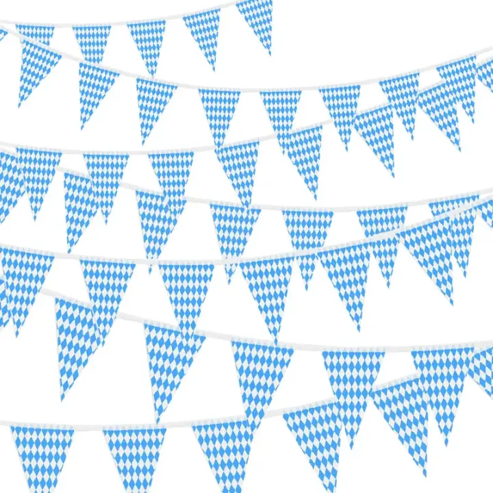 Bandera De Fiesta De Cerveza Alemana En Línea Azul Y Blanca De 10 Metros Para Decoración De Fiestas Temáticas De Oktoberfest En Bares - 1