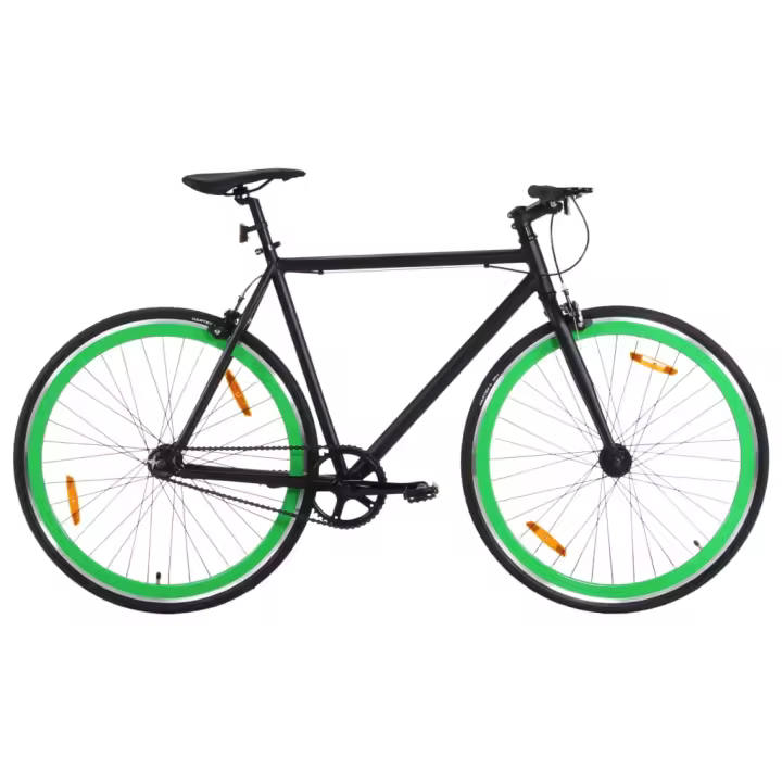 vidaXL Bicicleta de piñón fijo negro y verde 700c 55 cm - 1