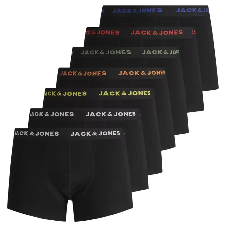 Jack & Jones Calzoncillos para hombre, paquete de 7 - JACBASIC TRUNKS, algodón elástico JACBASIC TRUNKS 7 PACK - 1