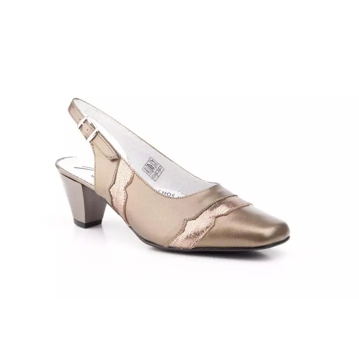 5220 Cobre  Hecho en España Zapatos Mujer Piel Cobre Numeración: 36-41 Marca: JAM Color: Cobre salon en tacon de ancho especial todo en piel muy confortable y elegante - 1