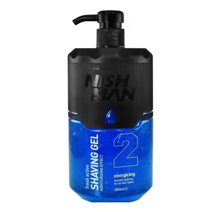 NISHMAN Gel Shaving Gel Fresh Active, 2 gel de afeitar, 1000 ml, Moisturizing Effect,  Energizing Smooth shaving for all skin types - 1