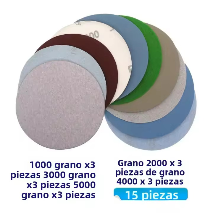 Discos De Lija Redonda Hook Loop 1000 2000 3000 4000 5000 15 Piezas 125mm Para Automóviles Lija De Alta Calidad - 1