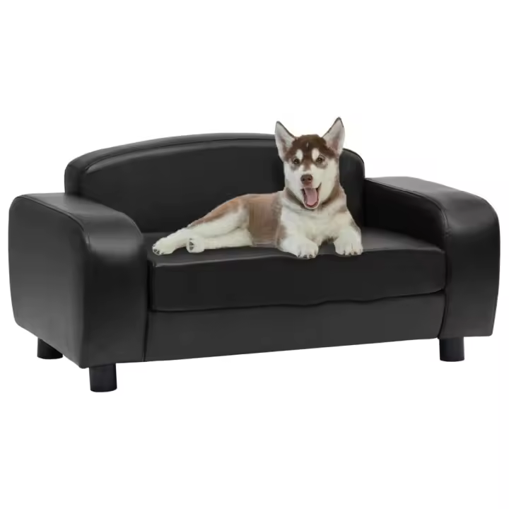 vidaXL SOFÁ PARA PERROS CUERO SINTÉTICO NEGRO 80X50X40 CM - 1