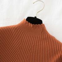 Suéter De Mujer Con Volantes Y Cuello Bajo Largo Manga Larga Tejido Básico Solido Rayado Para Otoño Invierno Top Casual - details 26
