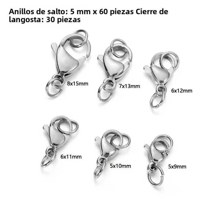 30pcs Aros De Saltar Y Cierre De Langosta De Acero Inoxidable Para El DIY De Collares Y Pulseras Joyería Suministros Conector - 1