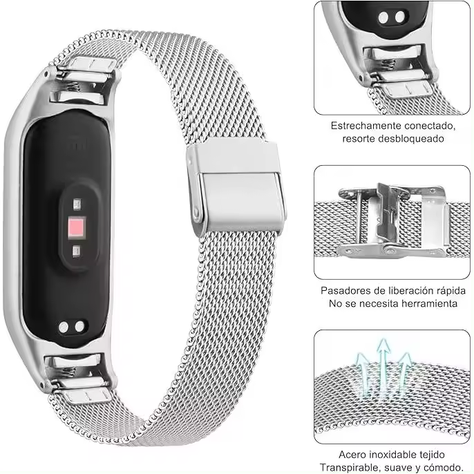 CorreasdeSmartwatches Correa Compatible con Xiaomi Band 6 , Pulsera de Acero Inoxidable de Metal Ajustable Mejorado para Xiaomi Mi Band 6 Correas. - 1