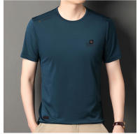 Camiseta De Hombre De Marca Alta Con Estampado De Letras Verano Nuevo Ice Silk Casual O-Neck Sin Costuras Transpirable Para Uso Diario - details 2