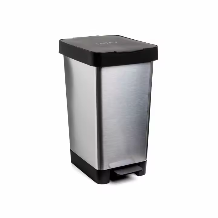 Tatay Cubo Pedal Bolsa 30L Smart Steel Gris - Cubo de Basura Encastrable y Apilable - 1