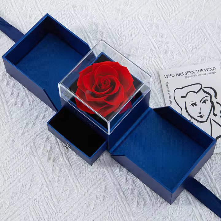 Handmade Preserved Rose Jewelry Gift Box, Never Withered Roses, Upscale Immortal Flowers, Eternal Life Flowers for Love Ones, Gifts for Women,Mom,Girlfriend - 1