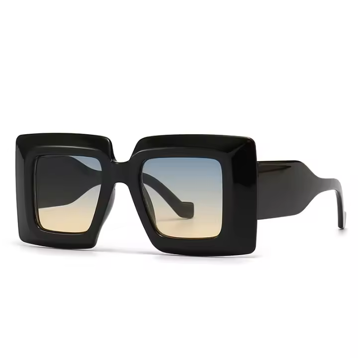 Gafas de sol cuadradas con estampado de cebra de gran tamaño para mujer, gafas de sol con marco grande a rayas en contraste, gafas de sol a la moda para hombre, gafas de sol Vintage, pierna ancha lentes niña vasos Vent - 1