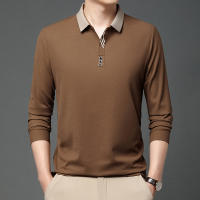 Camisa Polo Para Hombre De Color Sólido Casual Manga Larga Transpirable Cómoda Versátil Top Moda Negocios - details 7