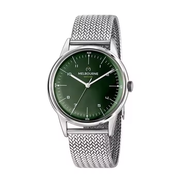 Reloj Melbourne malla plata y esfera verde, Ref: MEL-30-06 - 1