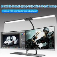 Lámpara De Escritorio LED Doble Cabeza Para Oficina Y Hogar Con 3 Modos De Color Y 10 Niveles De Iluminación Protector De Ojos - details 8