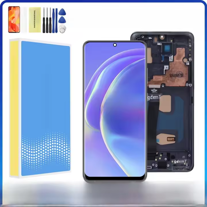 Pantalla LCD Para Samsung S20 Ultra 5G G988 G988B SM-G988U Con Marco Reemplazo De Pantalla Y Digitizador Táctil Resolución De 1440x2960 Material TFT - 1