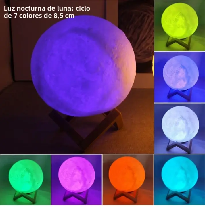 Lámpara De La Luna LED 8cm Luz Nocturna Con Base Regalo Para Niños Decoración De Habitación Estrella Incluye Pilas - 1