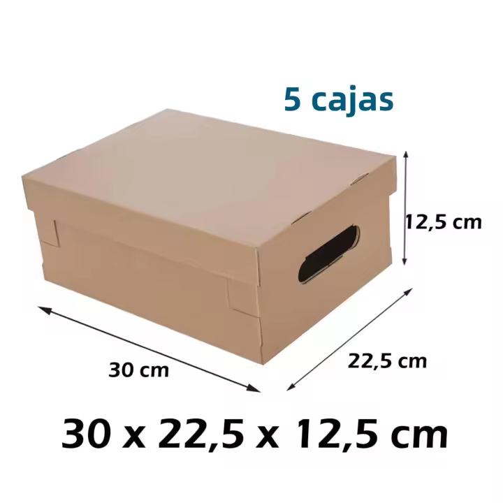 Caja cartón con tapa, caja automontable multiuso de cartón. Fácil Montaje, con asas para facilitar su transporte, cajas para envíos mudanzas almacenaje - 1
