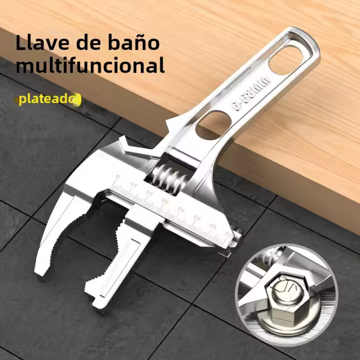 Llave De Baño Ajustable 1pc Herramienta Multifuncional Para Cocina Y Baño Mantenimiento De Calentadores De Agua Y Tuberías - 1