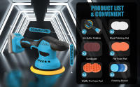 Pulidora Inalámbrica 580W Profesional 8 Velocidades 5500RPM, Compatible Batería Makita 18V, Disco 150mm para Pulido Automotriz y Bricolaje - details 3