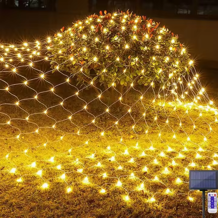 Red de luz solar exterior 2m x 3m, 198 LED, 8 modos, control remoto, impermeable para Navidad - 1