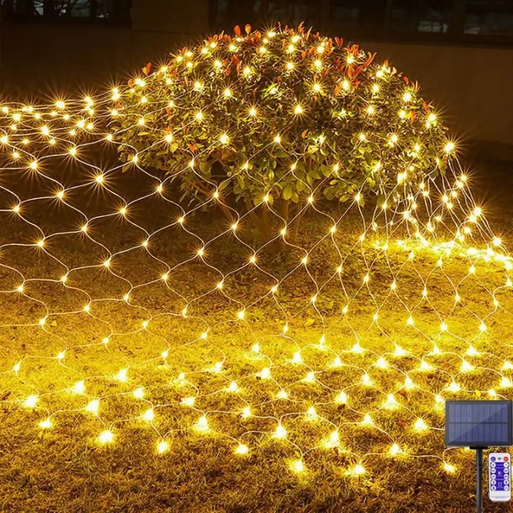 Red de luz solar exterior 2m x 3m, 198 LED, 8 modos, control remoto, impermeable para Navidad - 1
