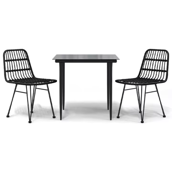 vidaXL Juego de comedor de jardín 3 piezas ratán sintético negro - 1