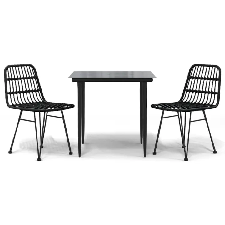 vidaXL Juego de comedor de jardín 3 piezas ratán sintético negro - 1