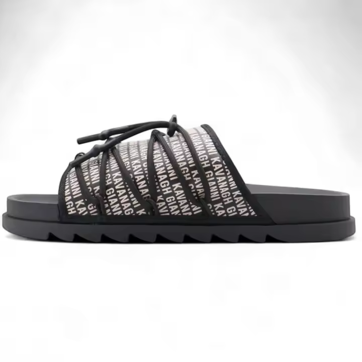 Chanclas Gianni Kavanagh Scroll Cordon Negro y Blanco Hombre Moderno, Ropa casual 100% Caucho - 1