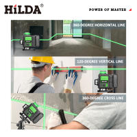Nivel Laser HILDA Con Ventana Giratoria De 16 Líneas Horizontal Y Vertical Autocorrección 360° Herramientas De Nivel De Láser Ultra Fuerte - details 10
