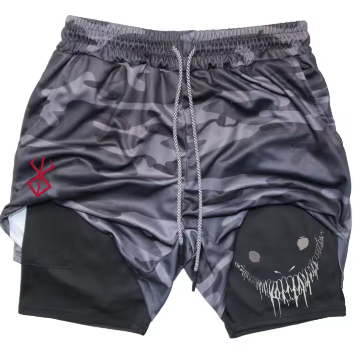 Shorts De Gimnasio Para Hombre Con Estampado De Anime Berserk 2 En 1 Secado Rápido Deporte Yoga Baloncesto Entrenamiento - 1