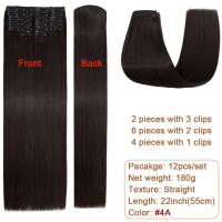 Extensiones De Cabello Sintético Recto BENEHAIR 180g 12PCS 22" Para Mujer Resistente Al Calor Pieza Completa Extensiones De Cabello Con Clip - details 9