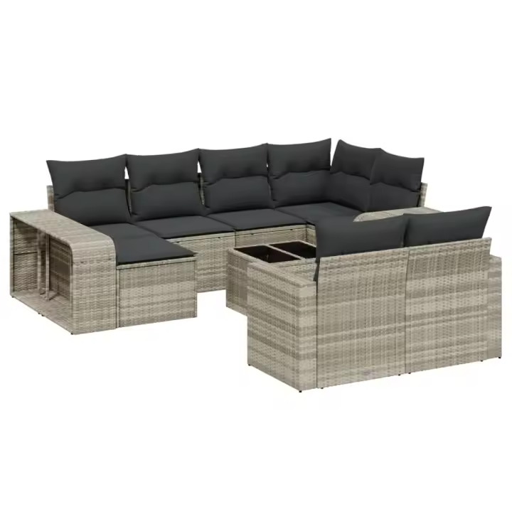 Conjunto de sofás de Jardín 11 pzas y zapatos sintético gris - 1