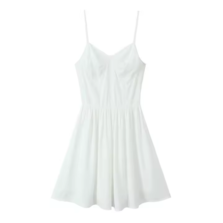 Vestido De Verano Casual Para Mujer Estilo Retro Elegante Con Cintura Ajustada Y Tirantes A-Line Corto Con Decoración De Espalda Descubierta - 1