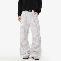 Pantalones De Mezclilla Casuales Para Hombre Con Diseño De Dobladillo Ancho Y Múltiples Bolsillos Jeans De Moda Con Cierre De Cremallera Y Estilo Callejero Diario - details 7