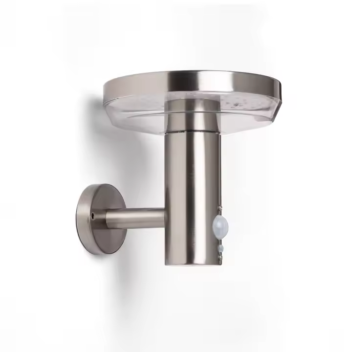 Ledkia Aplique de Pared Exterior Solar LED 5W Acero Inoxidable con Sensor de Movimiento Barton Plateado - 1