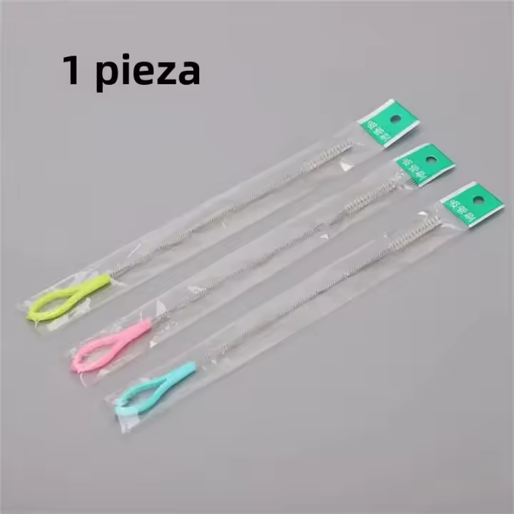Kit De Limpieza Para Tiras De Beber Con Cepillo Y Tubo De Acero Inoxidable Mango Largo Cepillos De Níquel Para Limpieza De Tiras De Beber - 1