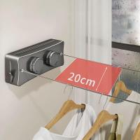 Tendedero Retráctil Ajustable 2 * 5.1m, Tendedero Extensible Pared, la Perilla de Tensión Ajustable Proporciona Soporte Adicional, Diseño Antihundimiento, Apto para Balcones, Cocinas y Baños (Gris) - details 1