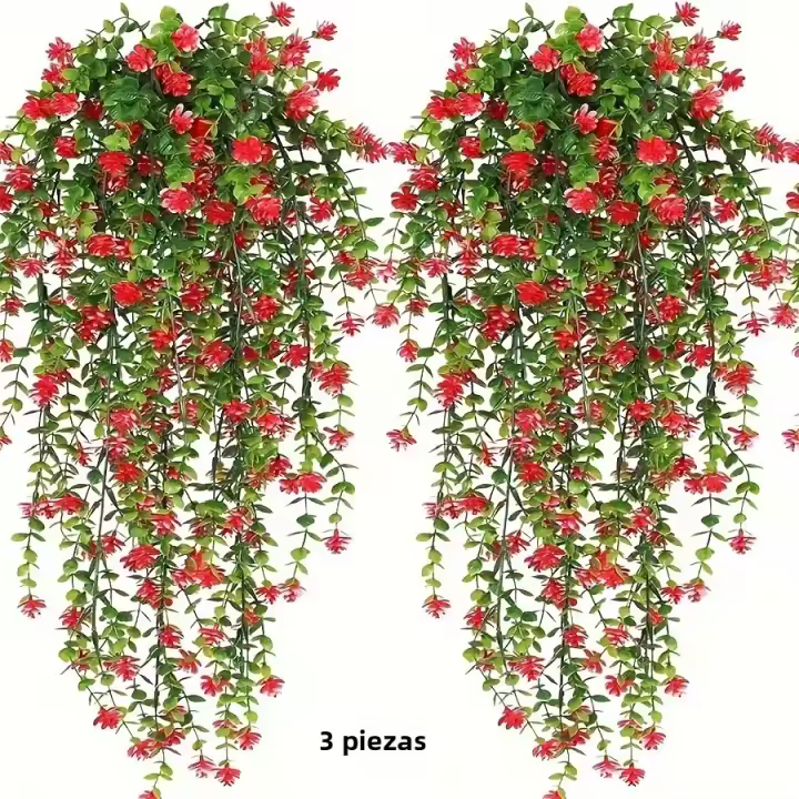3pcs Plantas Colgantes Artificiales Falso Eucalipto Hojas Verdes Vínculo Plástico Resistente Al UV Para Exterior Decoración De Fiesta - 1
