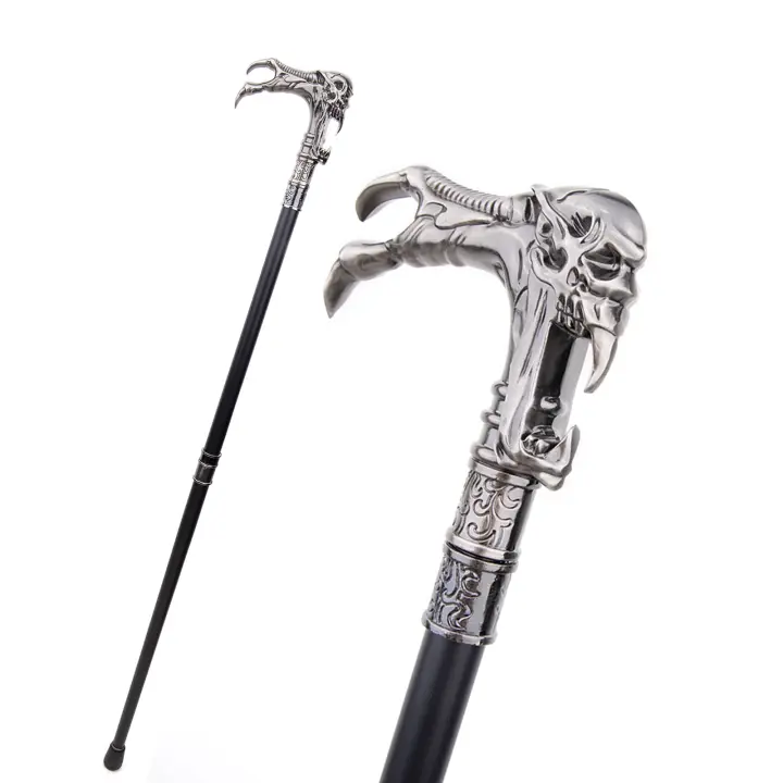 Bastón De Moda Con Decoración De Cabeza De Fantasma Y Cráneo Vampiro Vintage Para Fiesta De Halloween 93 Cm T-manija Punta De Goma - 1