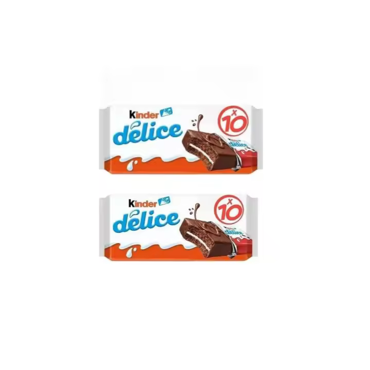 KINDER DELICE de Cacao - Estuche con 2 pack de 10 unidades cada uno - 20 unidades total de 39 g -Delicioso y tierno bizcocho elaborado a base de leche, harina y huevos y recubierto de una fina capa de chocolate con leche. Envasados individualmente. - 1