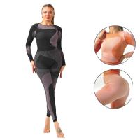 Conjunto de Yoga Deportivo de 2 Piezas sin Costuras para Mujer - Pantalones Largos de Cintura Alta para levantar la cadera, camiseta manga larga Deportivo - Ropa de Entrenamiento - primavera y otoño - Q9123 - details 6