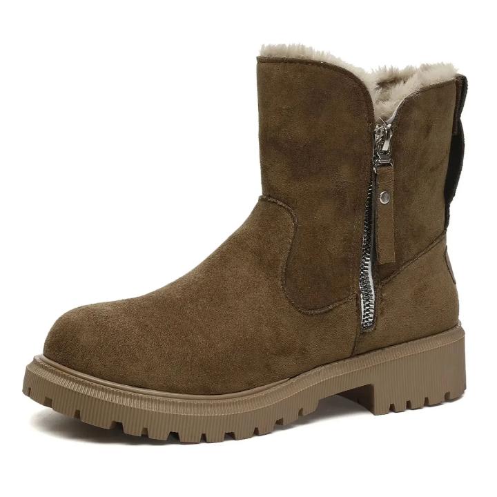 Botas De Nieve Para Mujer Talla Grande Con Talón Alto Y Cierre De Cremallera Botas Cortas Para Exterior Cómodas Y Calientes