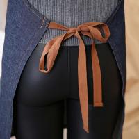 Mujeres largo Denim delantal Halter ajustable jeans delantal para cocina restaurante café 71*65cm - details 2