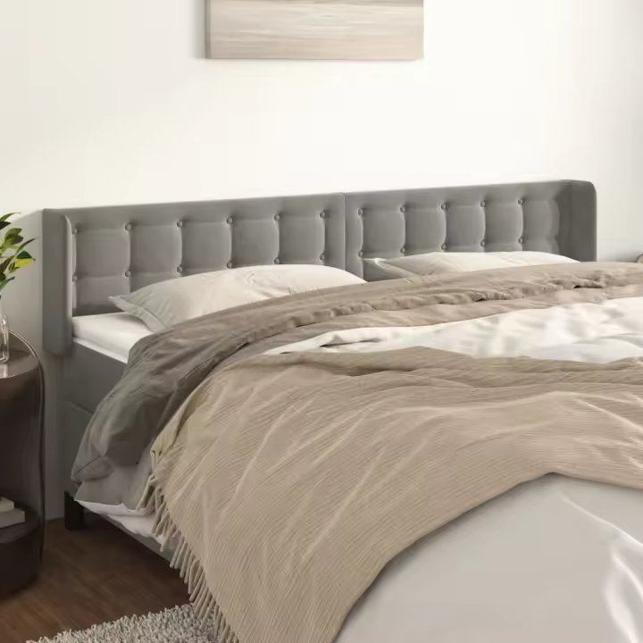 vidaXL Cabecero de terciopelo gris claro 203x16x78/88 cm - 1
