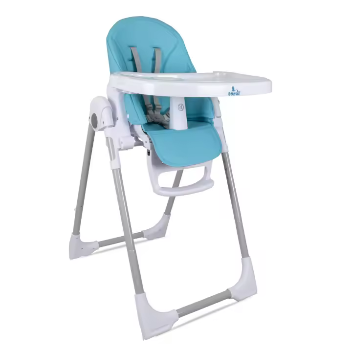 TORAL Trona Bebe Evolutiva - Plegable, Reclinable y Segura - Trona Bebe con Altura y Reposapiés Ajustables - Bandeja Extraíble y Fácil de Limpiar - Trona Portatil Bebe Color Azul - 1